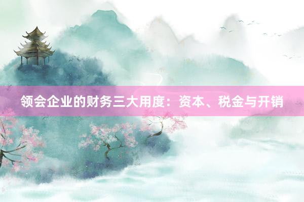 领会企业的财务三大用度：资本、税金与开销
