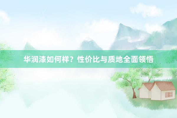 华润漆如何样？性价比与质地全面领悟